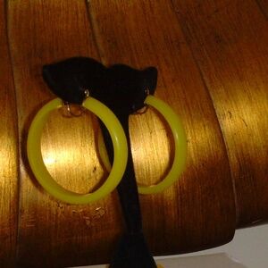 Gold & Honey Yellow Frosted 2 1/2 Inch Hoop Earrings